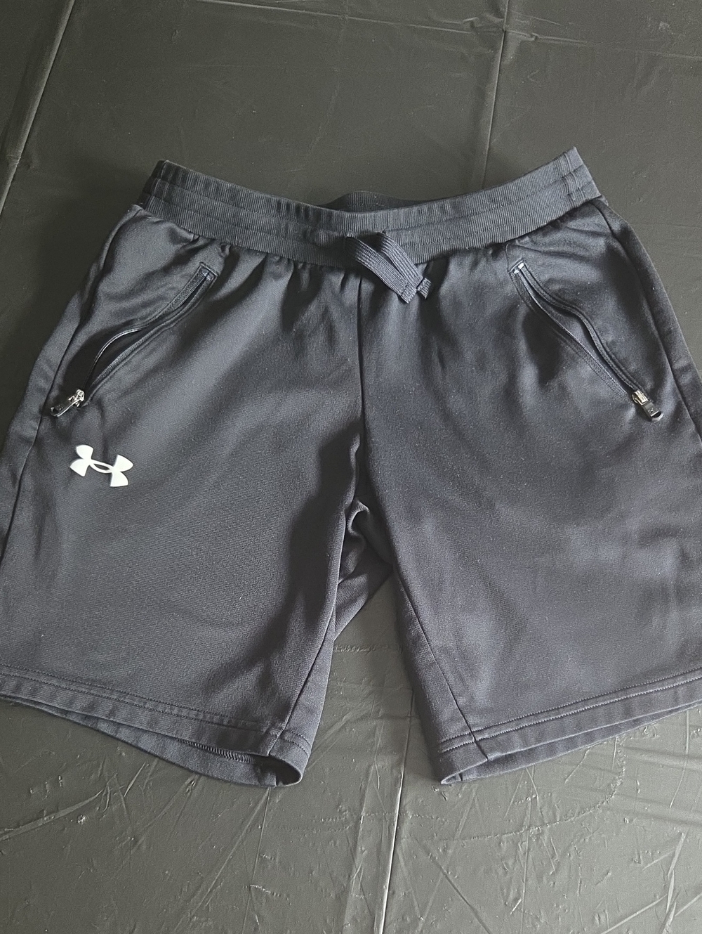 Under Armour Dark Blue Athletic Shorts with White Logo